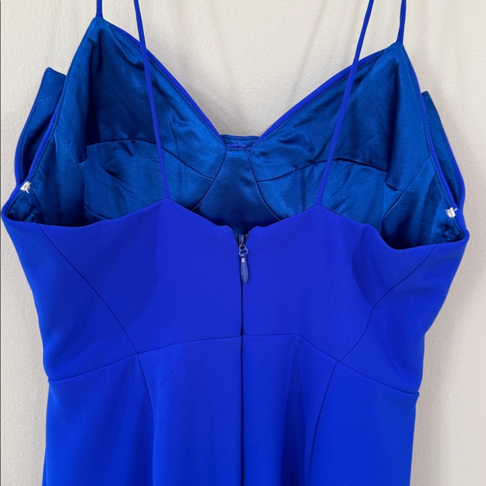 Sheike Savannah Cobalt Blue Spaghetti Strap Midi Dress with Front Cutout - Picture 7 of 8